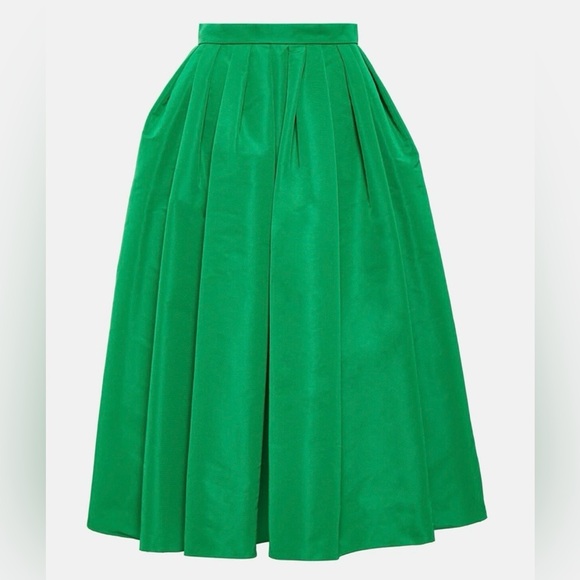 Alexander McQueen Green Gathered Polyfaille Midi Skirt - Size IT 38/US 2 - Picture 2 of 10